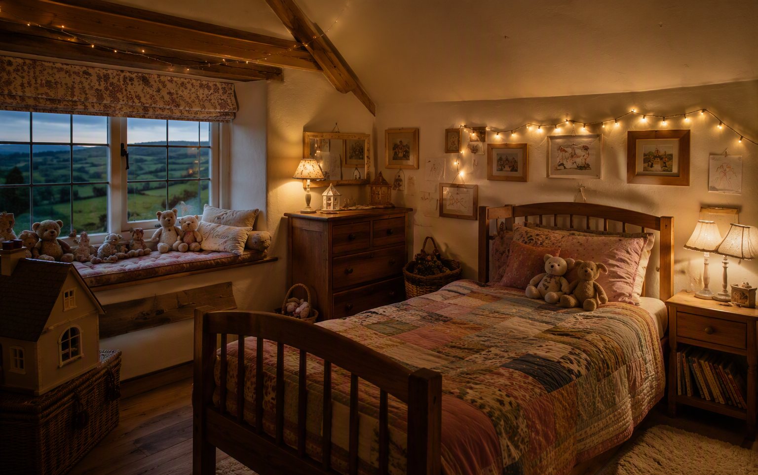 Illustrative image: a warm, personal bedroom with soft lamplight