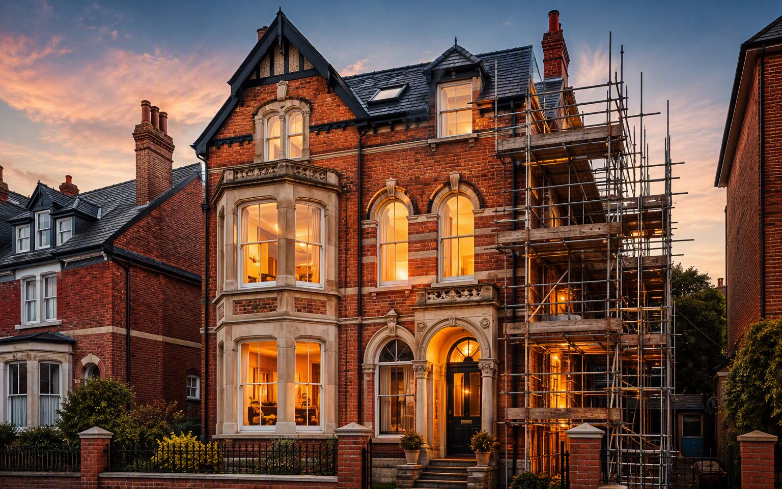 Illustrative image: a Victorian house being carefully renovated